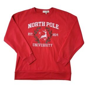 NWT State of Mine Women's Pullover Holiday Sweatshirt 'NPU' Red Small
